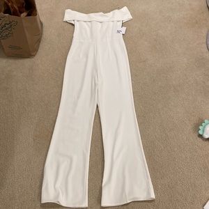 NWT! White off the shoulder jumpsuit